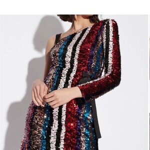 Armani Exchange Sequin One-Shoulder Dress - Multicolor